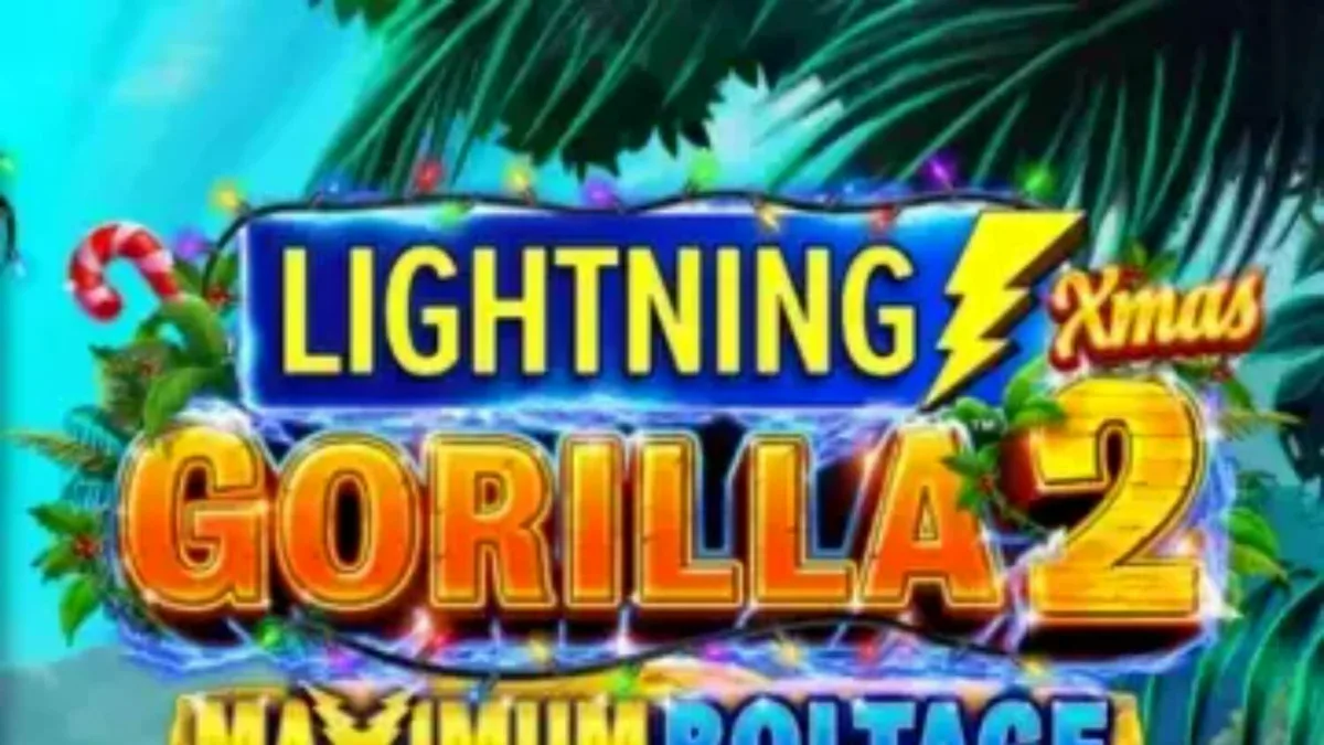 Tampilan visual slot Lightning Gorilla 2 Xmas dengan tema hutan tropis dan suasana Natal.