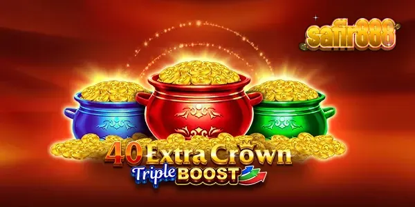 Tampilan visual slot 40 Extra Crown Triple Boost Golden Coins Link dengan simbol buah dan mahkota